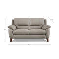 Lara Leather Loveseat Stone Gray Memory Foam Genuine Leather