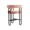 Coolmore Bar Stools Set Of 2, Modern Bar Stool With Back, Black Metal Frames, Upholstered Bar Stools For Kitchen Island, Pub, Club Pink Chenille Pink Foam Chenille