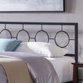 King Size Classical Metal Bed Frame With Circular Design Headboard And Footboard, Under Bed Space, Black King Black Iron