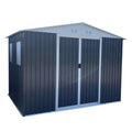 Metal Anti Corrosion Utility Tool House With Lockable Door, Garden Shed 10Ftx8Ft Apex Roof Grey With Windows And Aluminum Alloy Frame Grey Garden & Outdoor Aluminium Alloy,Sheet Metal