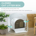 Pawhut Cat Litter Box With Lid, Covered Litter Box For Indoor Cats With Tray, Scoop, Filter, 17