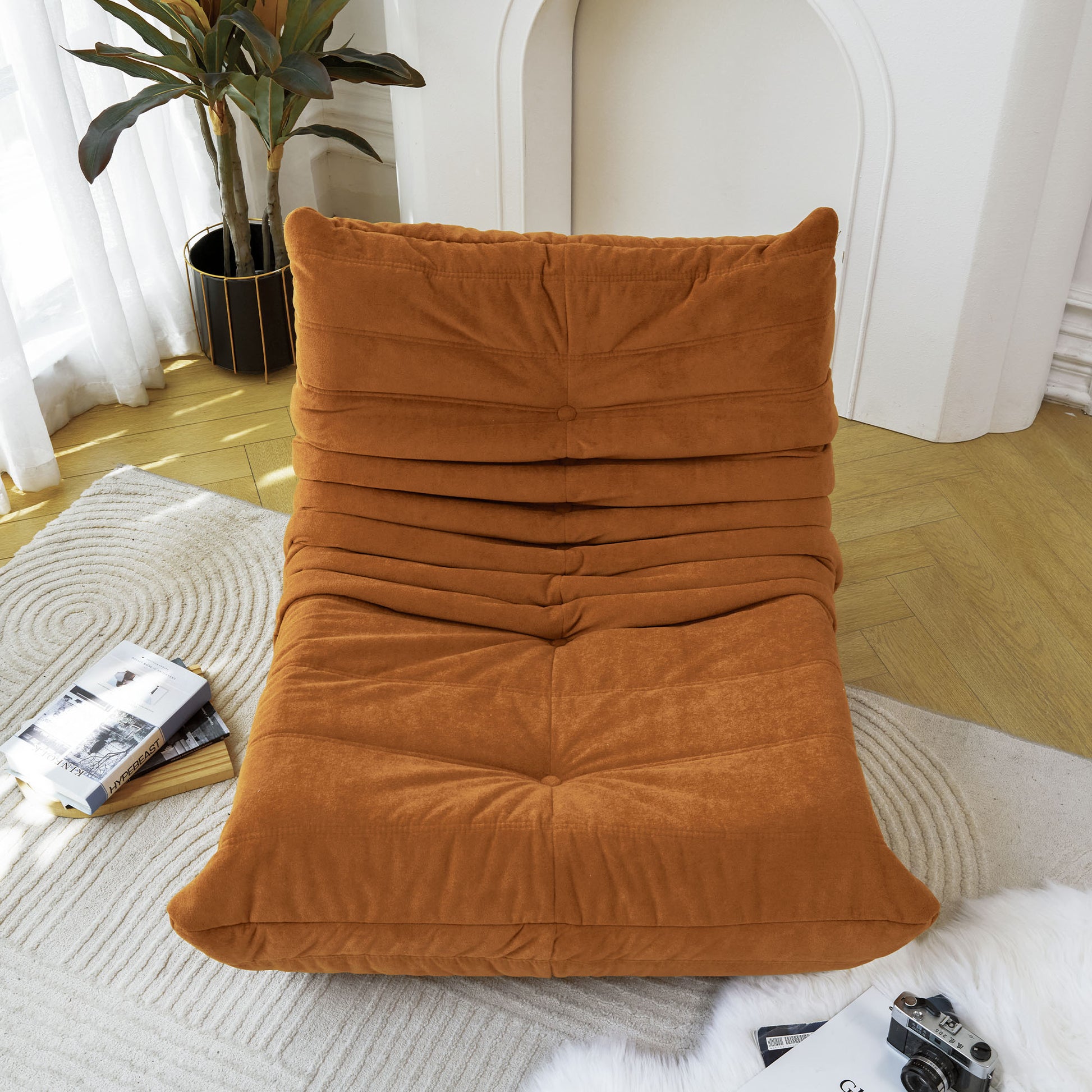 Floor Sofa Bean Bag Chair For Adults Fireside Bean Bag Lounger Memory Foam Chair For Home, Office, Apartment Or Gaming Venue Caramel Polyester Primary Living Space Firm Art Deco Armless Foam Polyester Blend