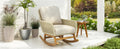 Contemporary Minimalist Ivory Wicker Rocking Chair With Soft Polyester Cushions And Durable Wooden Frame, Perfect For Indoor And Outdoor Spaces Like Patio, Balcony, Or Living Room Ivory Pe Rattan