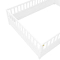 Full Size Floor Bed, Integral Construction With Super High Security Barrier, Door, Children'S Floor Bed Frame, Montessori Wooden Children'S Floor Bed, White Box Spring Required Full White Wood Brown Bedroom American Design,Artsy Pine Bed Frame Pine