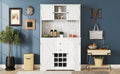 Coffee Bar Cabinet Kitchen Cabinet With Storage, Farmhouse Wine Cabinet With Drawers Shelves And Cabinets, Buffet Cabinet Wine & Glass Racks For Dining Room, White Off White Particle Board Mdf