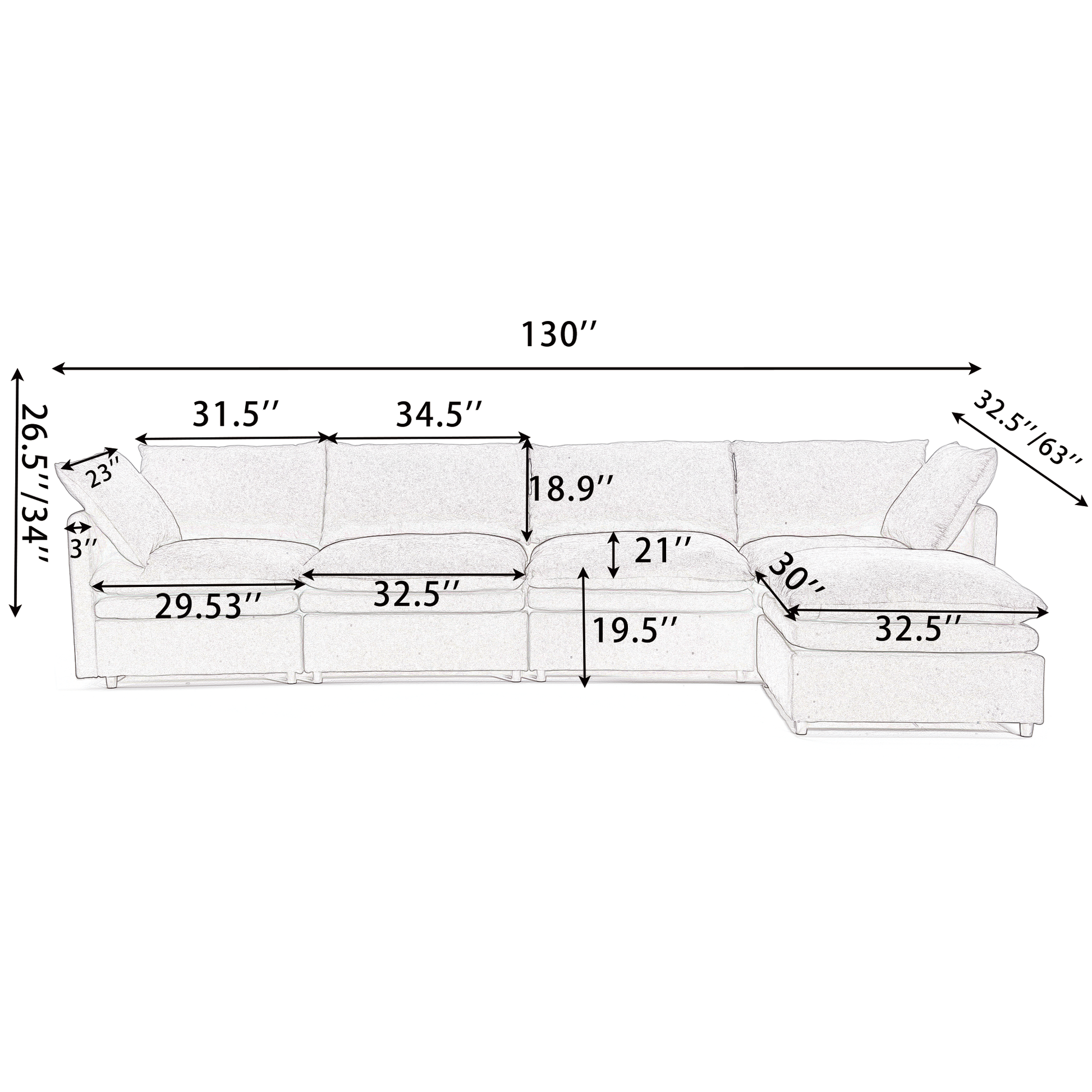 Packaging Upgrade Modern U Shaped Sectional Sofa ,5 Seat Sofa ,Sleeper Sofa Couch With Chaise Lounge For Living Room,Apartment,Upholstered,Polyester,Upgrade,Beige Beige Light Brown Polyester Wood