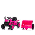 12V Kids Ride On Electric Tractor Black Knight,Kids Ride On Toy.2Wd,Non Skid Tires, Steering Wheel, Foot Pedal,With Removable Storage Tug,Light,Bluetooth,Music,Mp3,Usb,Power Display For Kids Aged 3 . Rose Red 50 99 Lbs Polypropylene