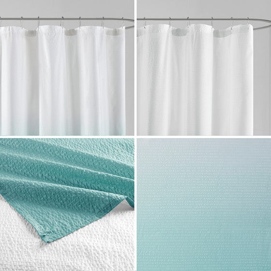 Ombre Printed Seersucker Shower Curtain Aqua 72X72" Aqua Polyester