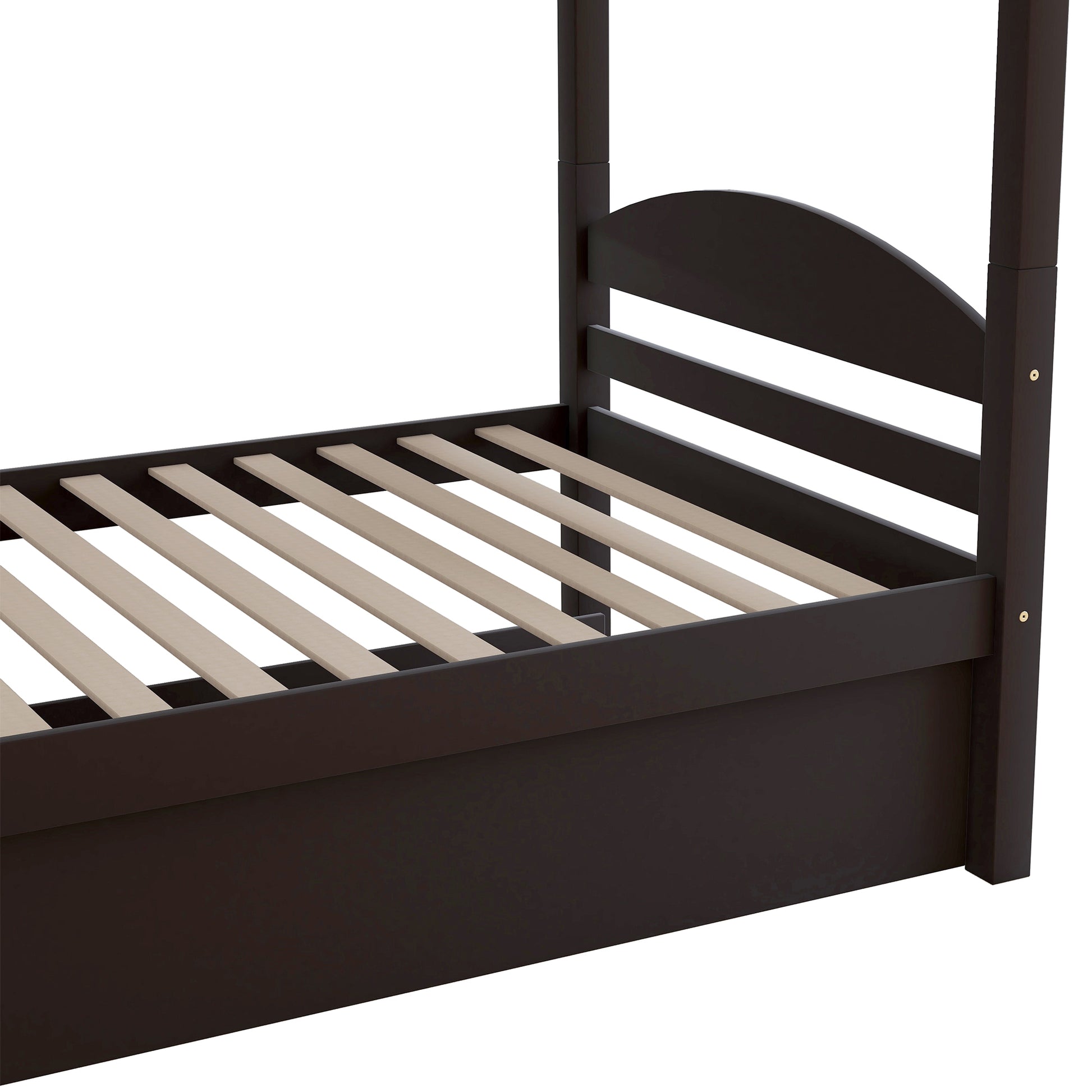 Twin L Shaped Bunk Bed With Trundle Espresso Old Sku:Lp000024Aap Espresso Solid Wood