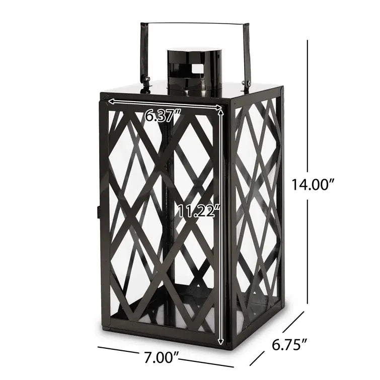 Anton 14"H Stainless Steel Lantern Black Stainless Steel