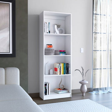 White Tier Storage Shelves Bookcase 4 White White Standard Horizontal Primary Living Space Closed Back Wood Wood