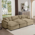 Oversized Modular Cushion Sofa, Portable Ottoman, L Shaped Corner Low Back Deep Seating Spacious Sofa Setfor Home Apartment Living Room Set, Tan Corduroy Tan Corduroy 3 Seat