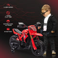 Qaba Kids Motorcycle, 6V Battery Powered Dirt Bike With Training Wheels, Horn & Start Sound, Electric Motorcycle For Kids 3 8 Years, Red Red Plastic