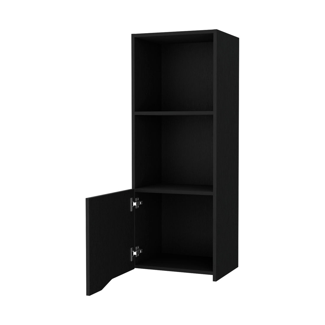 Pima Wall Cabinet In Melamine With One Door, Black 3 4 Shelves Black Primary Living Space Wall Mounted Modern Particle Board Melamine