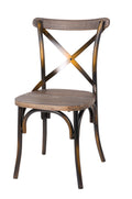 Antique Copper And Antique Oak Cross Back Side Chair Solid Oak Dining Room Rustic Side Chair Fir Cross Back 1 Wood Metal