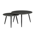 Modern Style Nesting Cocktail Tables And Side Table 3 Piece Occasional Table Set Black Metal Legs Sintered Stone Top Black Primary Living Space Modern Metal,Sintered Stone