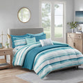 8 Piece Printed Seersucker Comforter And Quilt Set Collection Aqua Full Queen Full Aqua Polyester