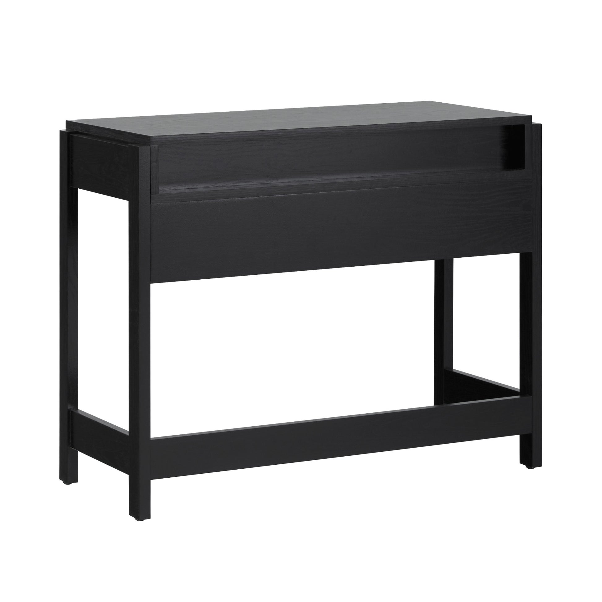 Transitional Reeded Writing Desk With Drawer Black Black Mdf Mdf