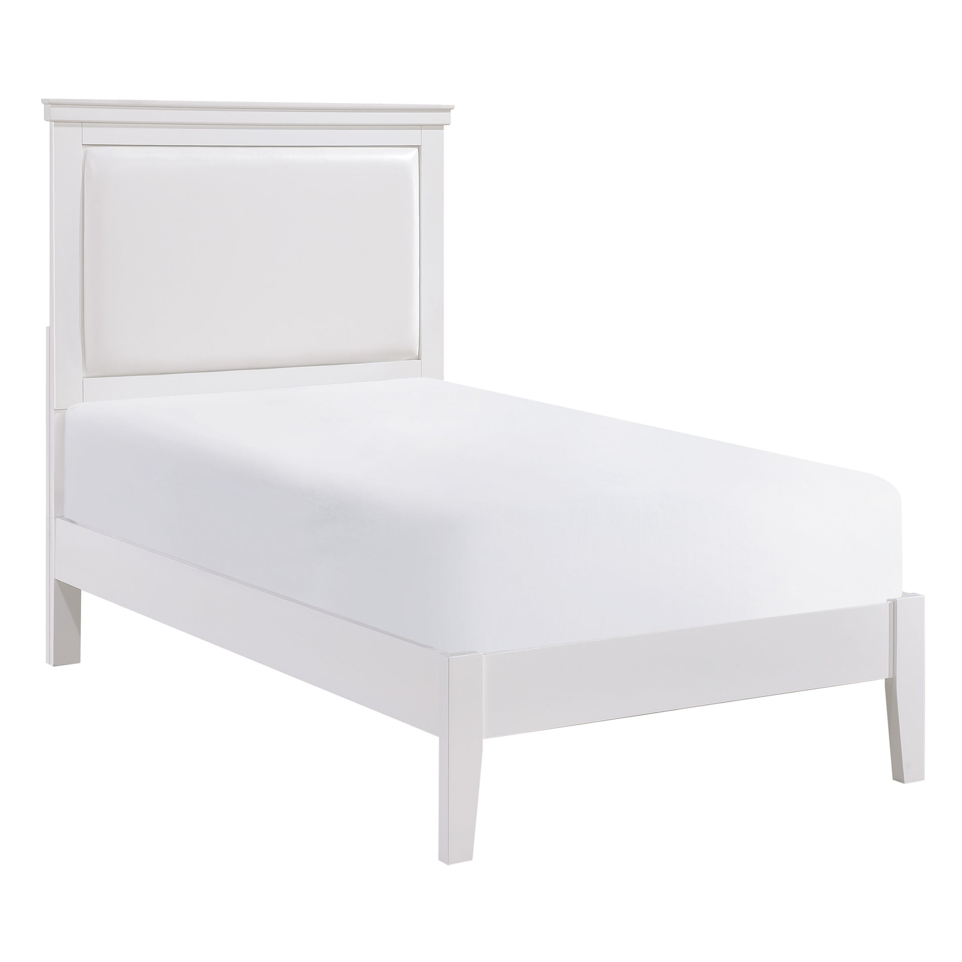 Classic Traditional 1Pc Twin Bed Upholstered Headboard Faux Leather White Finish Bedroom Furniture Box Spring Required Twin White Wood White Bedroom Panel Faux Leather Wood