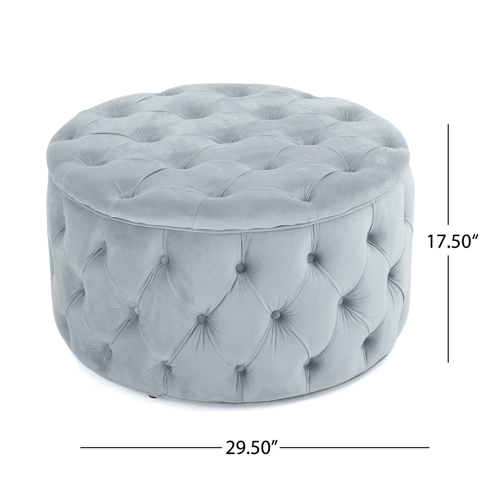 Ottoman Light Grey Velvet