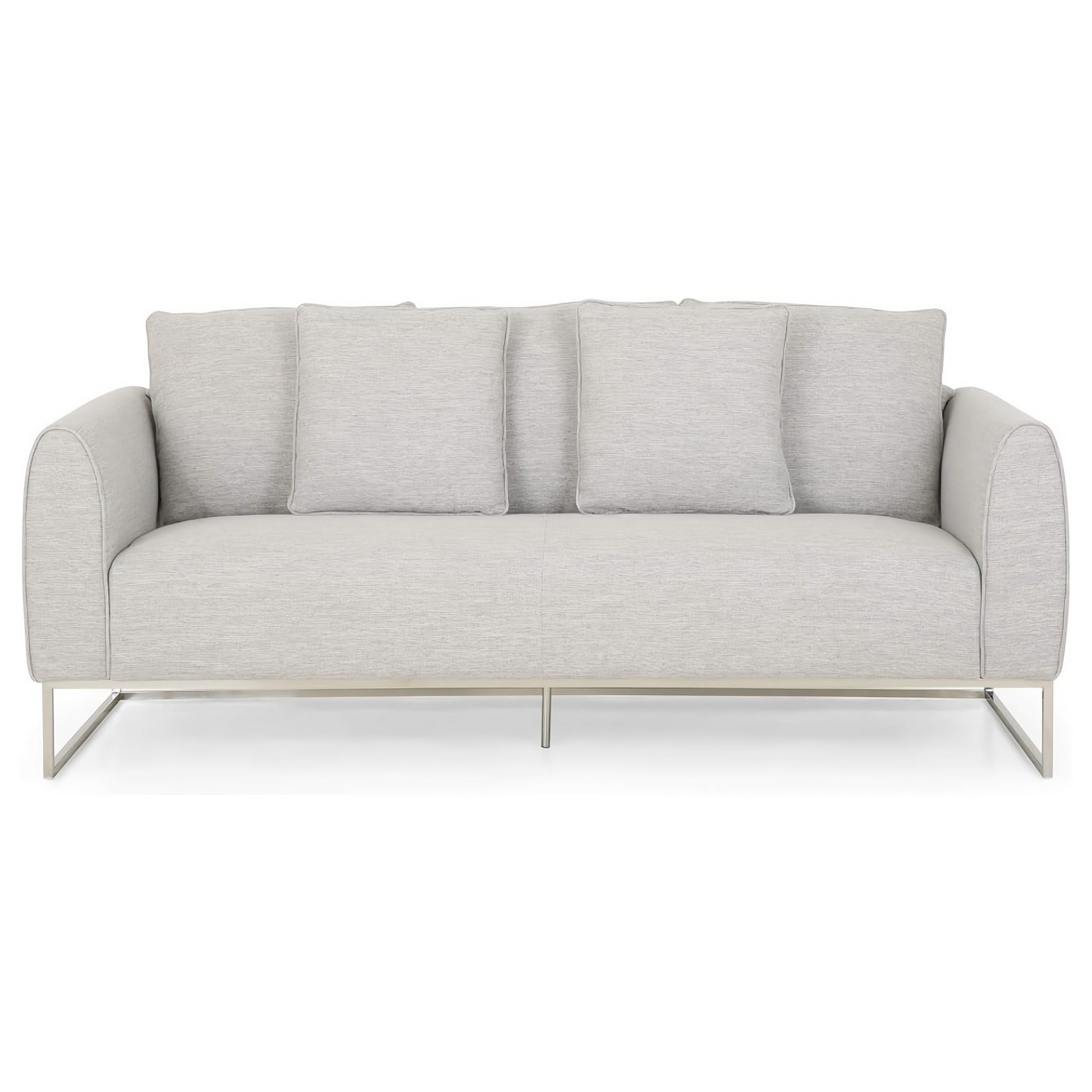 Comfortable And Stylish 82.75" Gray Fabric 2 Seater Sofa With Silver Legs And Soft Upholstery, Extra Deep Seats, For Small Space, Living Room, Office Apartment Gray, Fabric Gray Wood Primary Living Space Medium Soft Cushion Back Light Duty