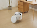 Modern Round Storage Ottoman, Ottoman Foot Stools With Metal Base, Ottoman Footstool With Removable Lid Storage Ottoman For Living Room, Bedroom, Makeup Room White White Upholstered