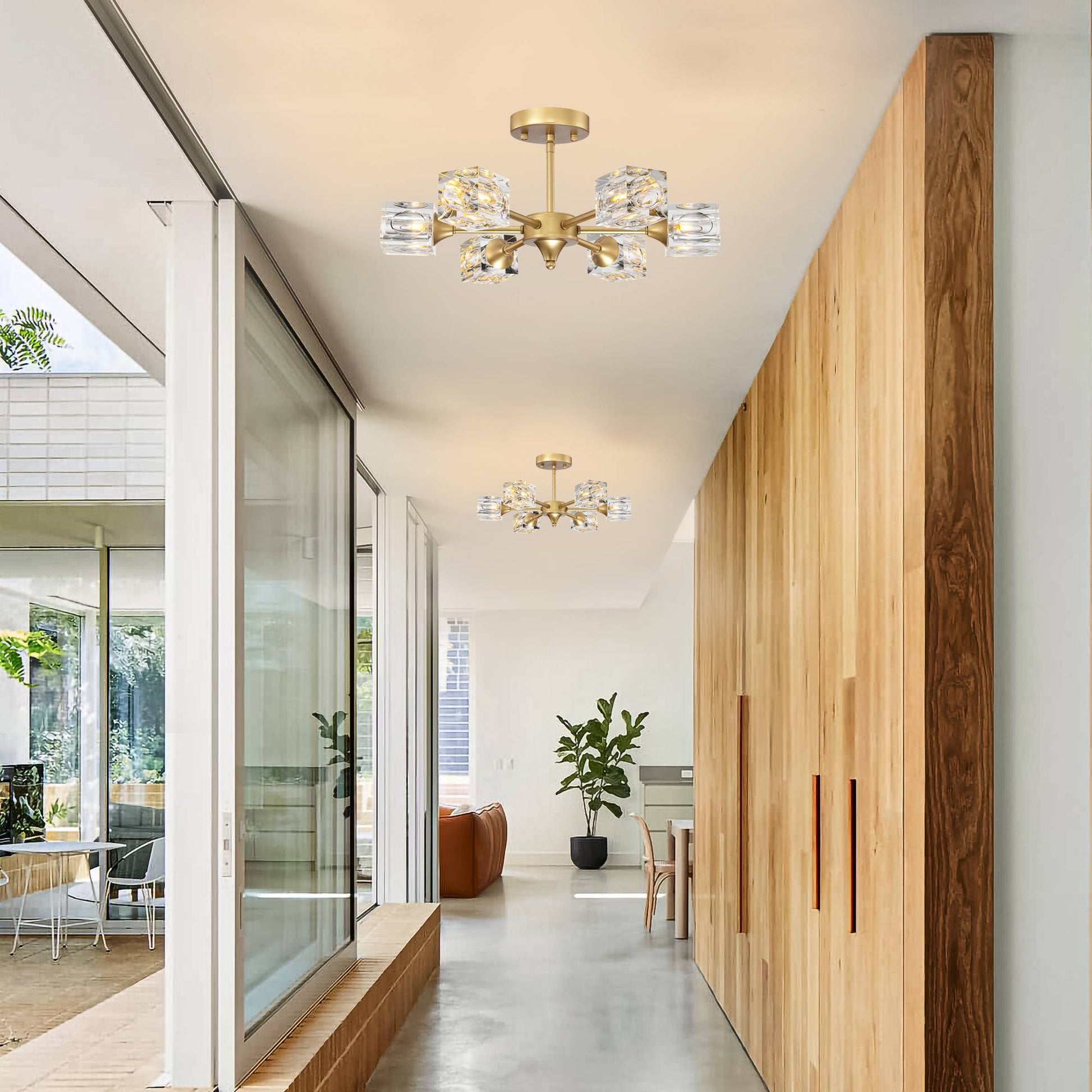 Modern Luxurious Crystal Ceiling Light, 6 Lights G9 Bulb Modern Crystal Ceiling Light For Dining Room, Pendant Lamp Ceiling Lighting For Living Bedroom Hall Balcony Matte Gold Gold American Design,Luxury,Modern,Vintage Metal Crystal