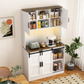 Farmhouse Bar Cabinet With Sliding Barn Door, Large Kitchen Buffetrustic Coffee Bar Sideboard Table,White White Mdf