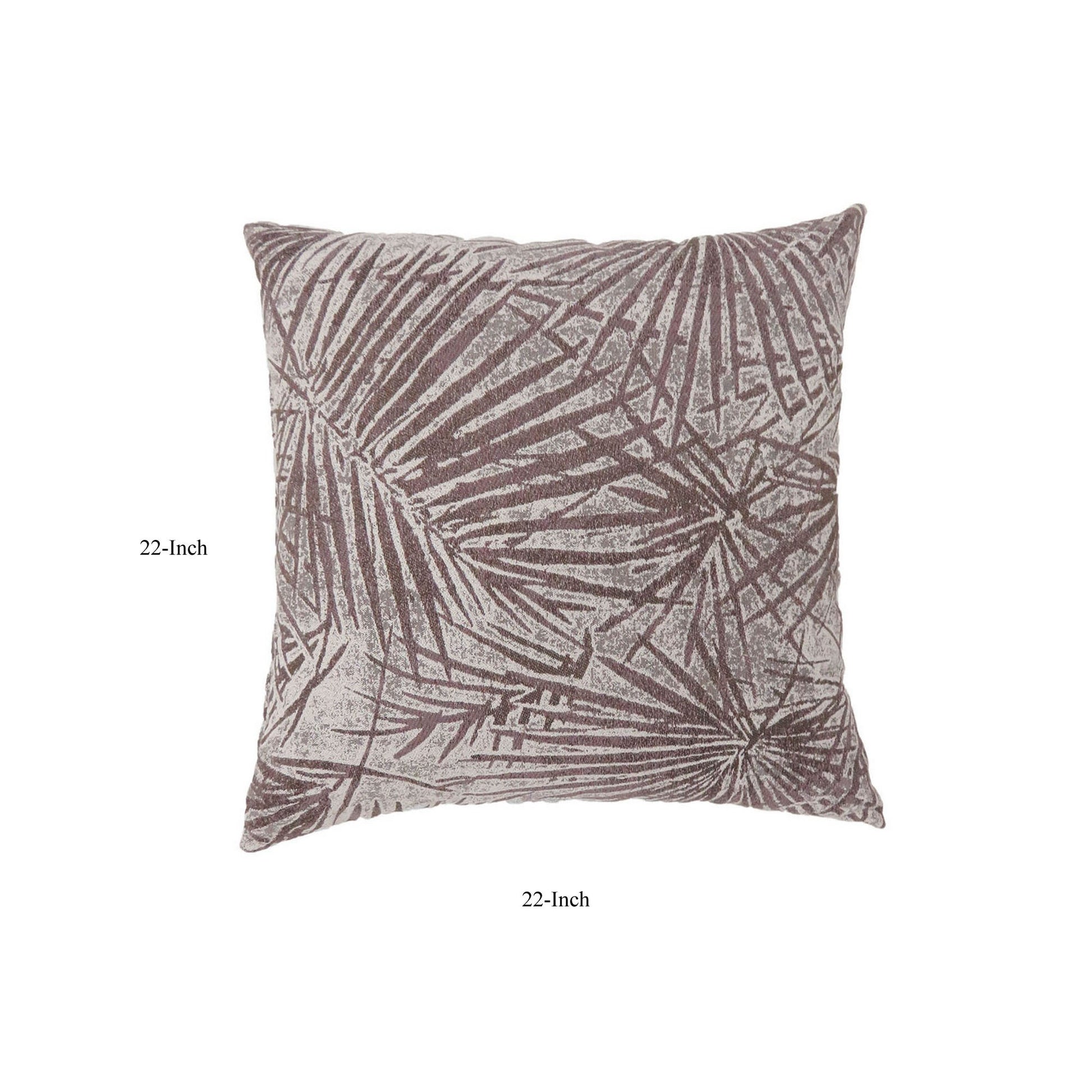 Contemporary Style Palm Leaves Designed Set Of 2 Throw Pillows, Brown Brown Polyester