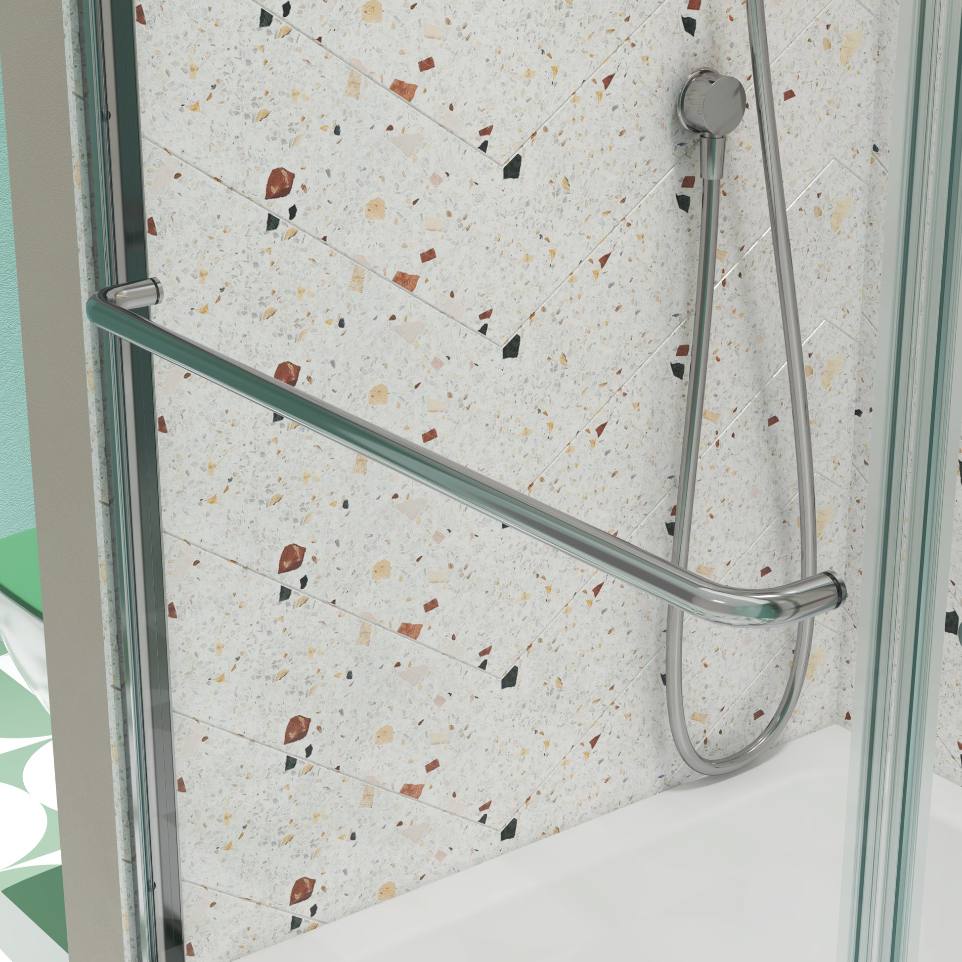 Bypass Shower Door, Sliding Door, With 1 4" Tempered Glass And Polished Finish 6070 Chrome Bathroom Aluminium Alloy