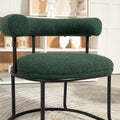 Coolmore Boucle Dining Chairs Set Of 2, Mid Century Modern Curved Backrest Chair, Round Upholstered Kitchen Chairs Emerald Boucle Emerald Foam Mdf Metal