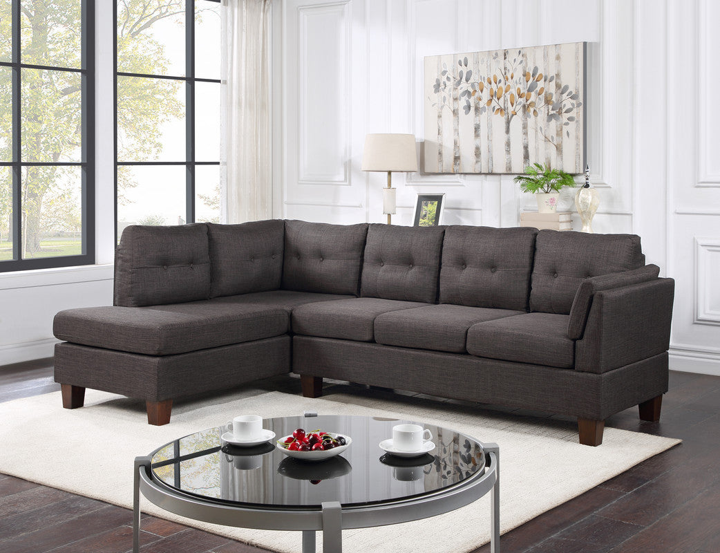 Dalia 97" Dark Gray Linen Modern Sectional Sofa With Left Facing Chaise Dark Gray Linen