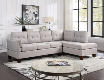 Dalia 97" Light Gray Linen Modern Sectional Sofa With Right Facing Chaise Light Gray Linen