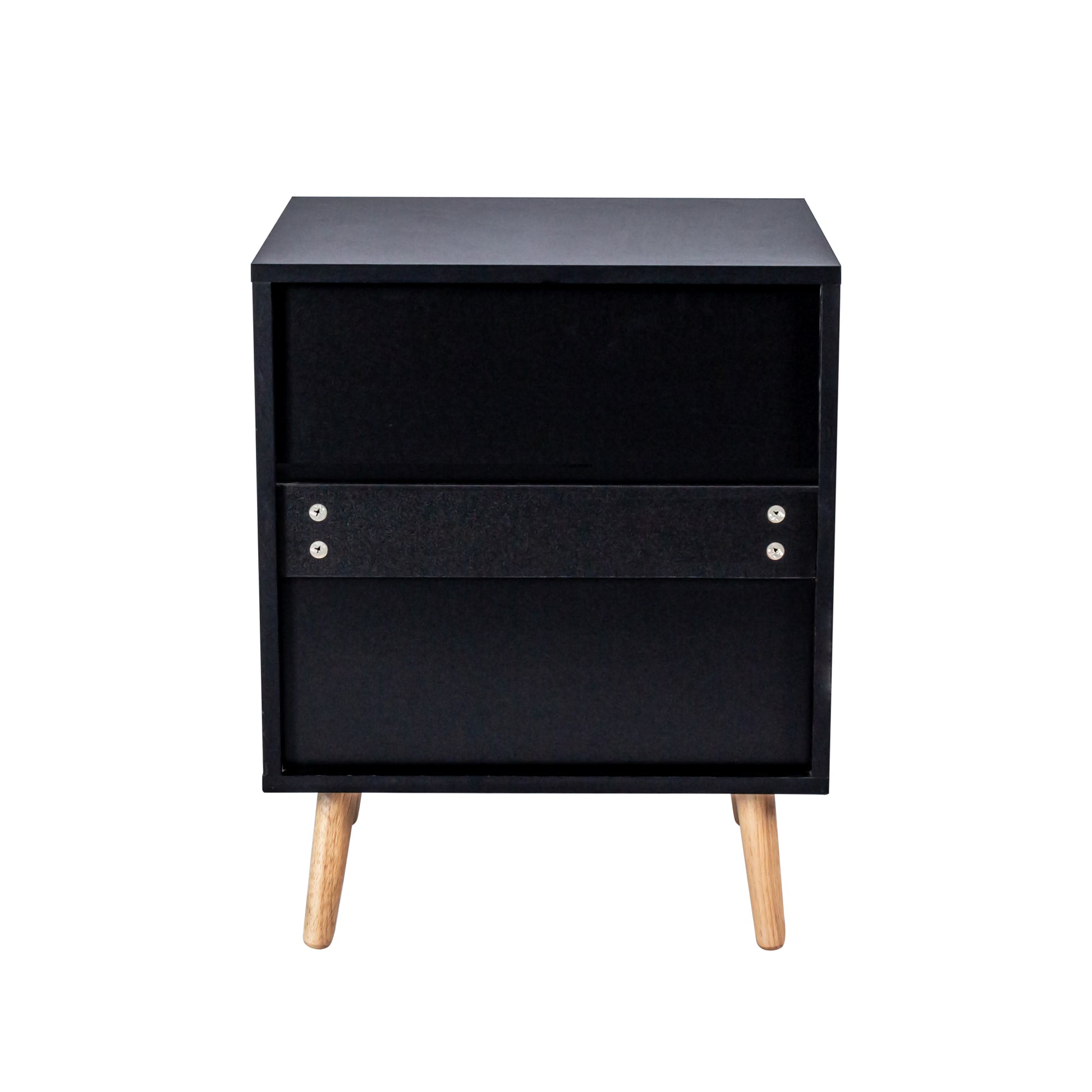 2 Drawer Rattan Nightstand For Bedroom And Living Room, End Table, Side Table With 2 Hand Made Rattan Decorated Drawers Black 2 Drawers Particle Board Mdf,Rattan