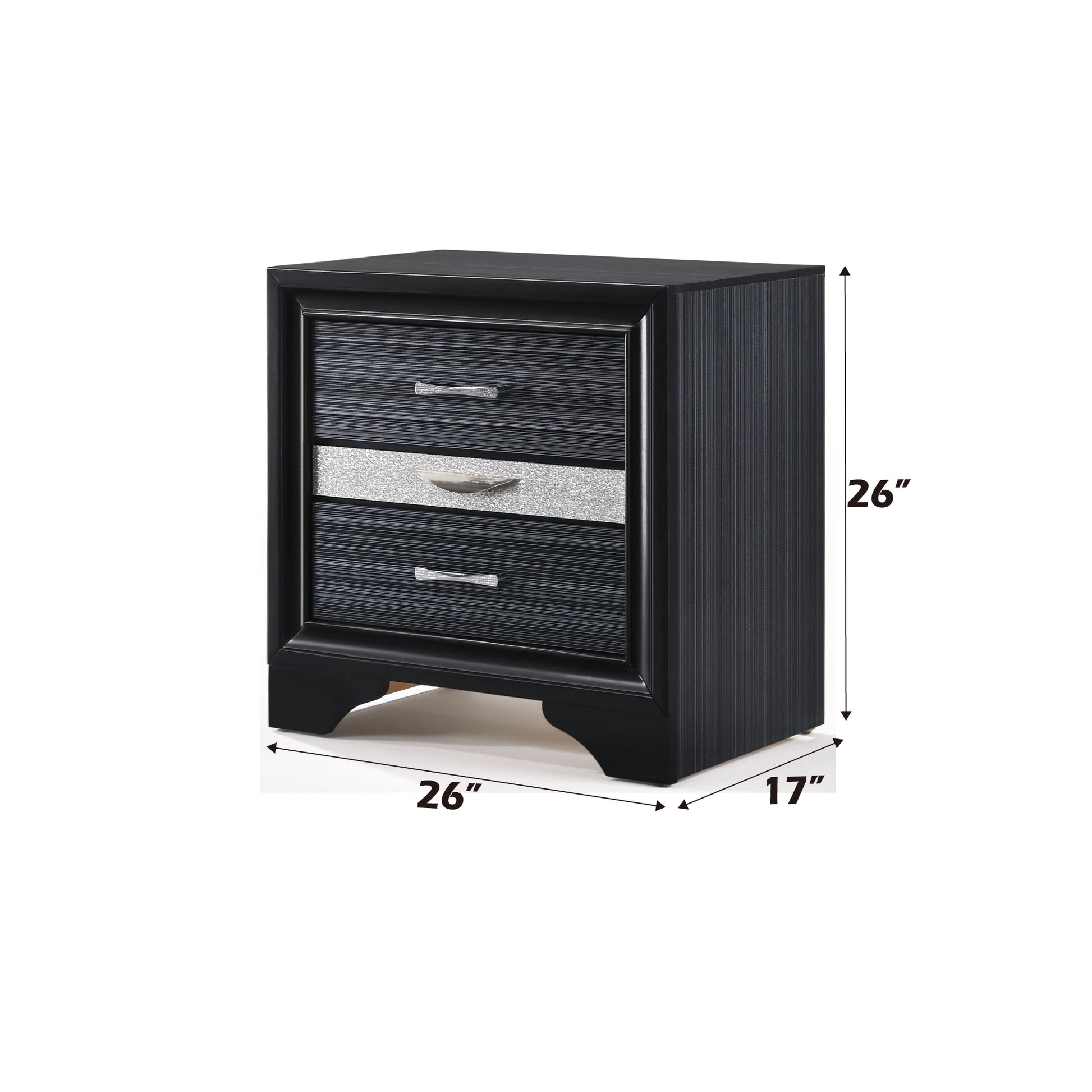 Naima Black Finish Nightstand Black Synthetic Wood