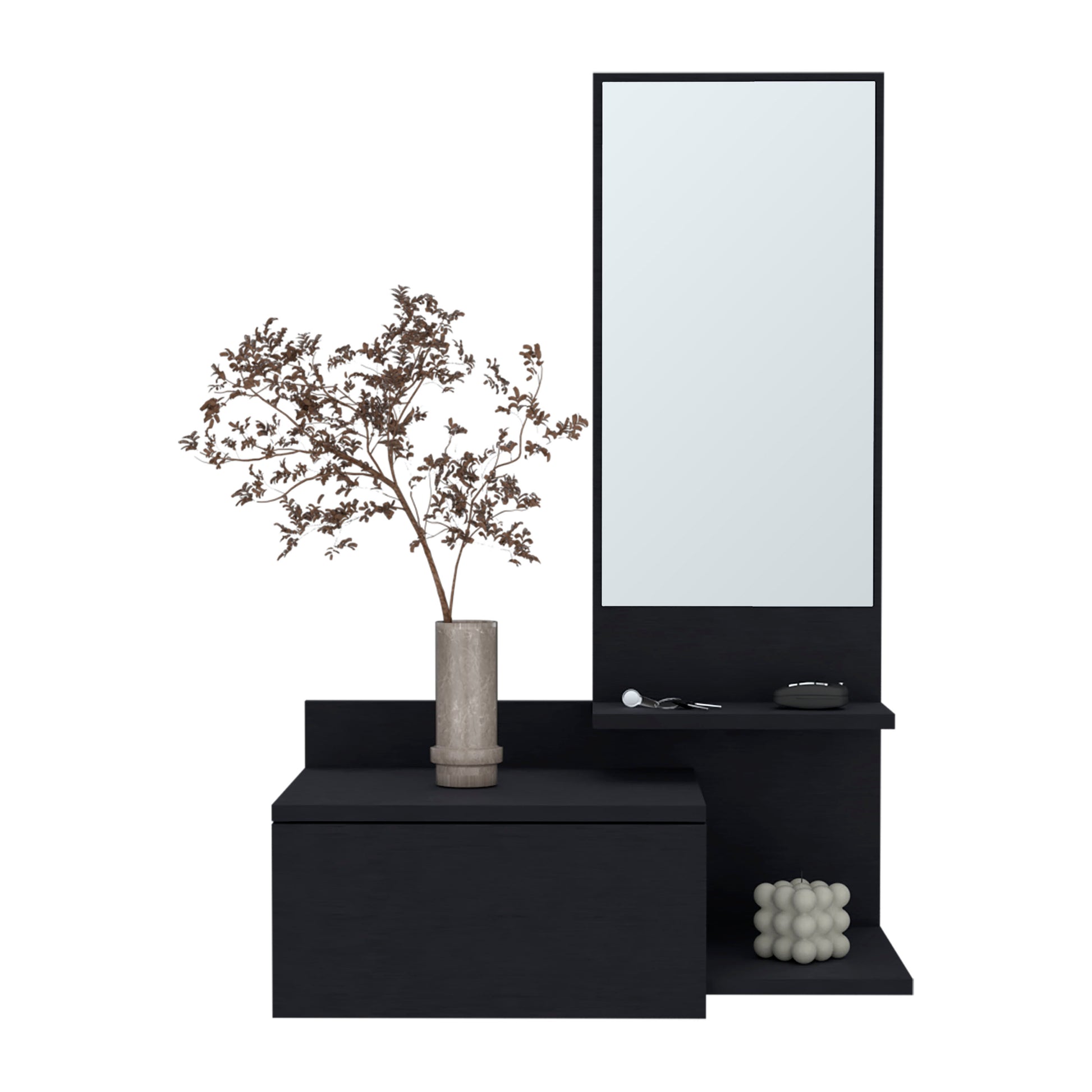 Floating Hallway Cabinet Lowell, Living Room, Black Black Particle Board Engineered Wood