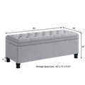 Upholstered Tufted Button Storage Bench ,Linen Fabric Entry Bench With Spindle Wooden Legs, Bed Bench Light Gray Tufted Light Gray Espresso Linen Or Linen Blend Primary Living Space Black American Design Rubberwood Wood Internal Storage Foam Linen