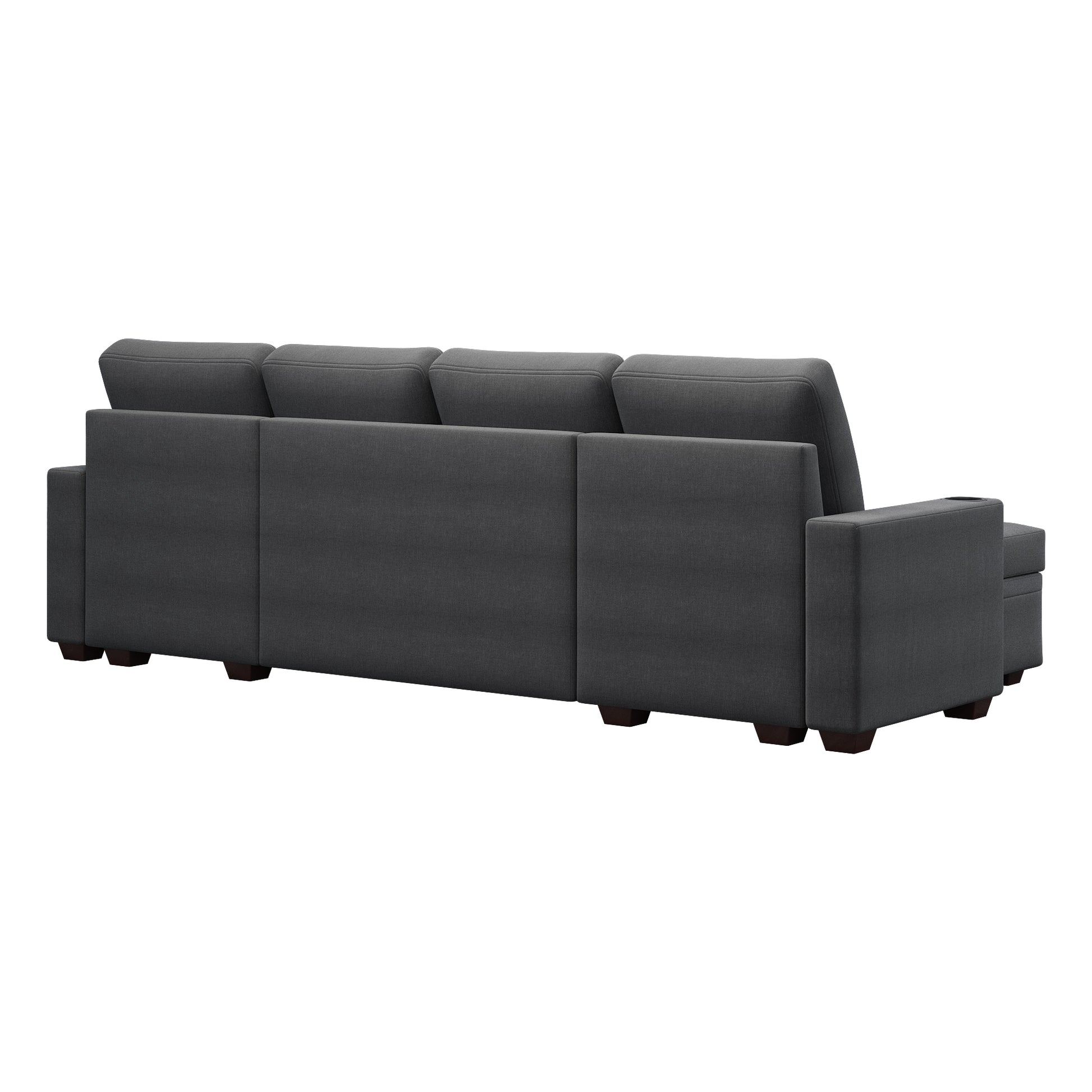 Sectional Sofa With Storage, 96" U Shaped Sectional Couches For Living Room, Comfy Convertible Sectional Sofa Dark Grey Dark Grey Linen Primary Living Space Cushion Back Soft Modern Eucalyptus Square Arms Foam Linen 4 Seat