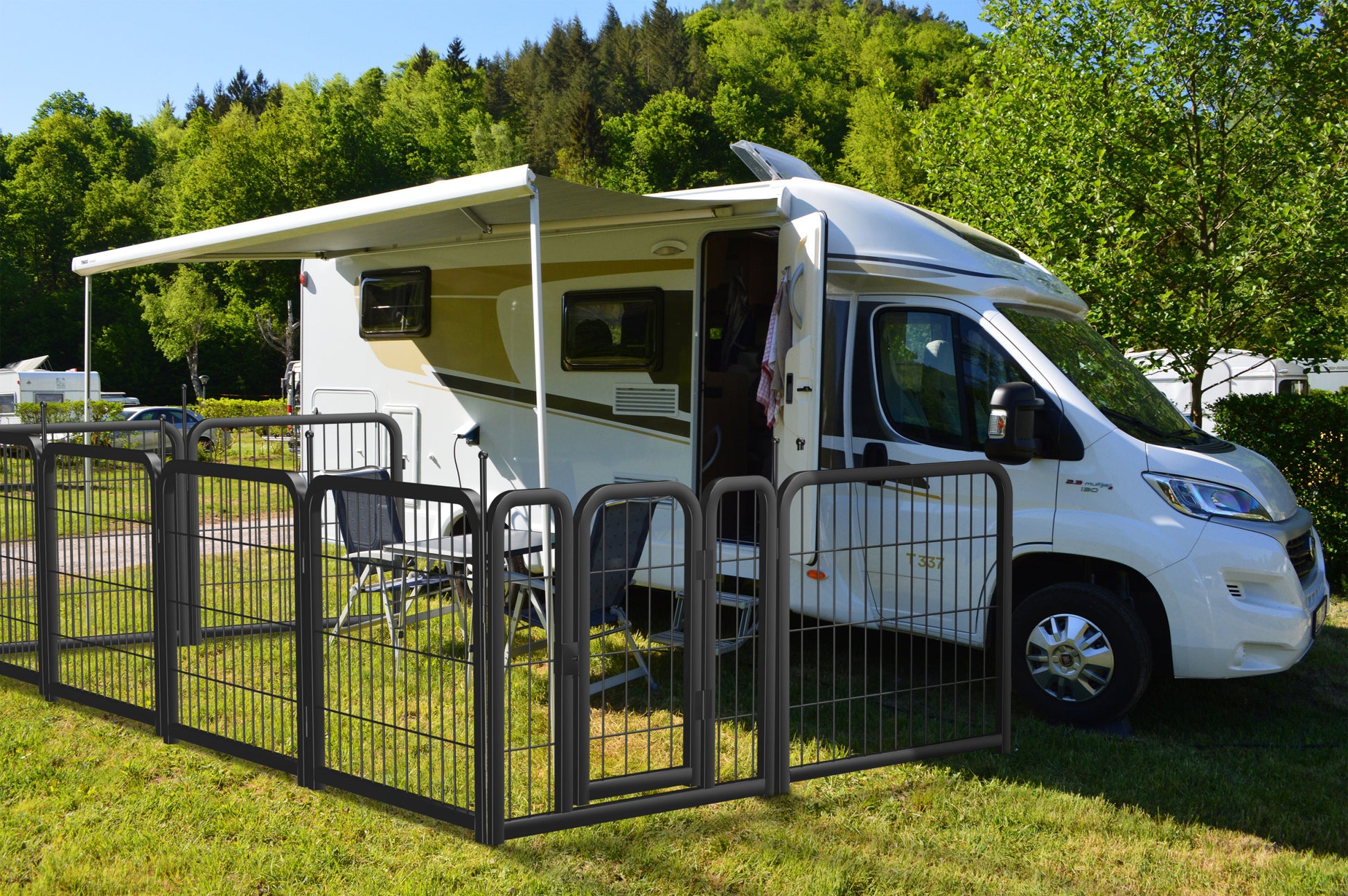 Dog Playpen Outdoor, 12 Panel Dog Fence 24" Pet Pen For Small Dogs Pet Exercise Pen For Puppy Rabbit Small Animals Portable Playpen For Rv Camping Garden Yard, Indoor. Black, 22.2'' W X 23.6'' H. Black Iron