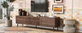 Mid Century Tv Stand With 2 Drawers, Media Console Table For Tvs Up To 80'', Entertainment Center With Storage For Living Room, Bedroom, Home Theatre Walnut Primary Living Space 70 79 Inches 70 79