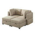 Modular Sectional 2 Seater Sofa With 2 Ottomanssleeper Sofa Bed Modular Sofa With Chaiseadjustable Arms And Backs Beige Beige Polyester 2 Seat