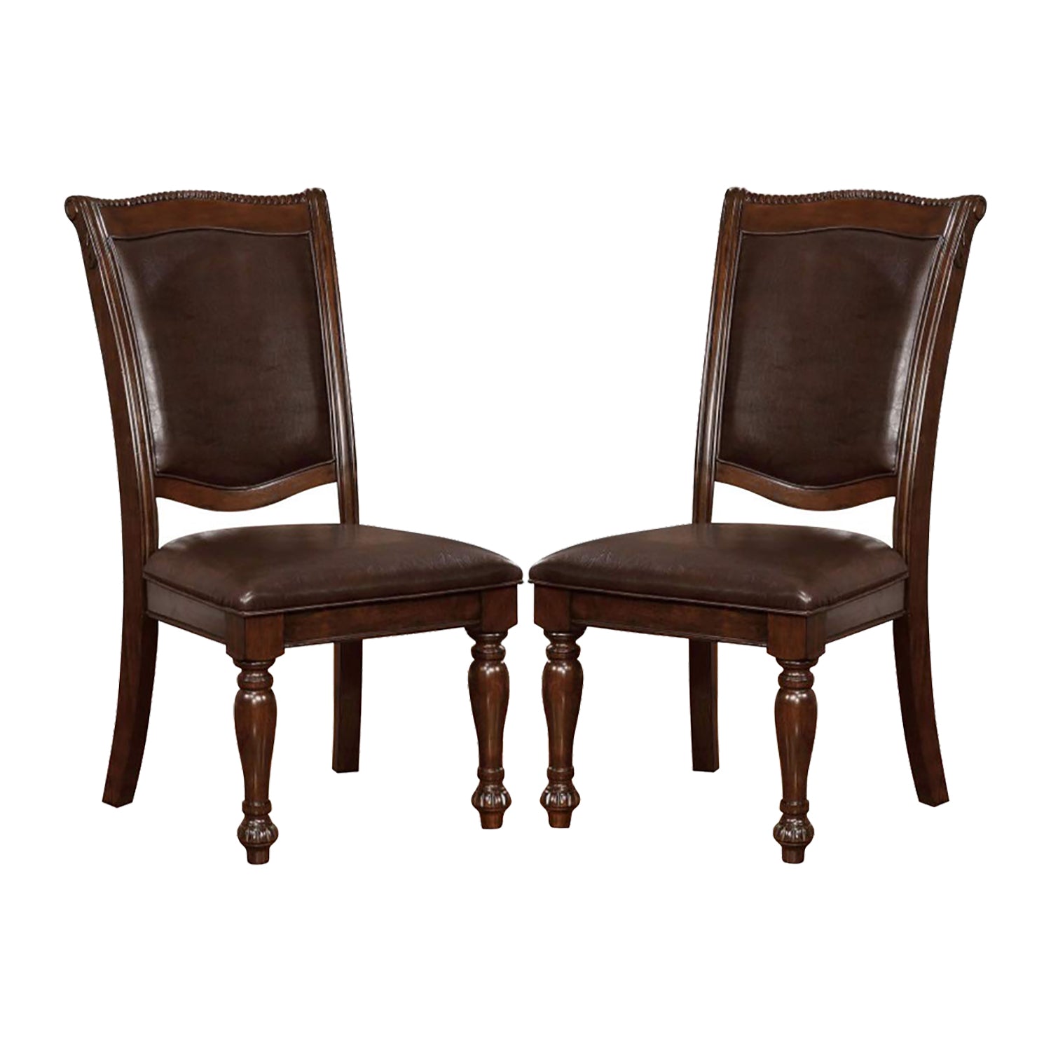 Set Of 2Upholstered Side Chairs In Brown Cherry And Espresso Solid Cherry,Espresso Dining Room Transitional Dining Chairs Set Of 2 Solid Wood Mdf