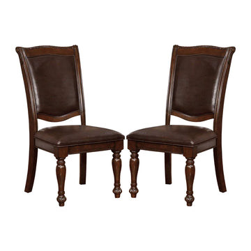 Set Of 2Upholstered Side Chairs In Brown Cherry And Espresso Solid Cherry,Espresso Dining Room Transitional Dining Chairs Set Of 2 Solid Wood Mdf