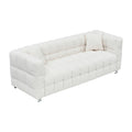 Beige White And Teddy Plush Sofa 80 Inch Discharge In Living Room Bedroom With Two Throw Pillows Hardware Foot Support Beige Polyester Blend 3 Seat