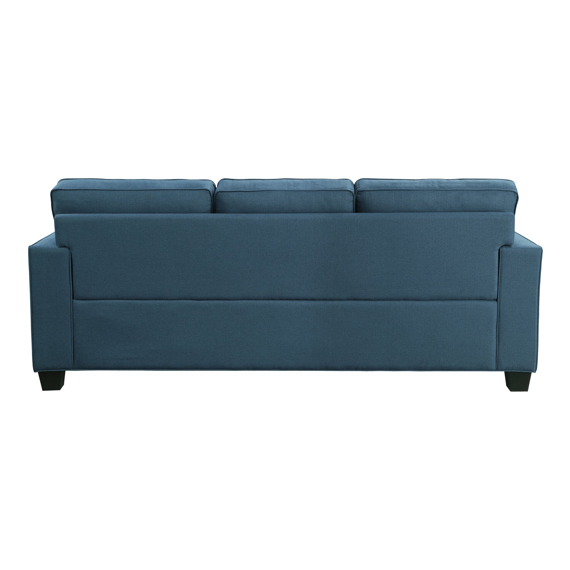 Transitional Style 2Pc Sofa Set Blue Textured Fabric Upholstered Sofa And Loveseat Track Arms Solid Wood Frame Living Room Furniture 1Pc Blue Polyester Wood Primary Living Space Transitional Square Arms Plywood,Solid Wood 5 Seat