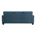 Transitional Style Sofa Blue Textured Fabric Upholstered Solid Wood Frame Living Room Furniture 1Pc Blue Polyester Wood Primary Living Space Transitional Square Arms Plywood,Solid Wood 3 Seat