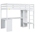 Twin Size Loft Bed With L Shaped Desk, Wardrobe And Storage Shelves, White Box Spring Not Required Twin White Wood Bedroom Solid Wood Mdf