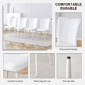 Table And Chair Set, Mdf Desktop, White Metal Table Legs, Stable And Beautiful, Suitable For Most Styles Of Home. Modern Simple Dining Table, Comfortable Seating. White Seats 4 Mdf