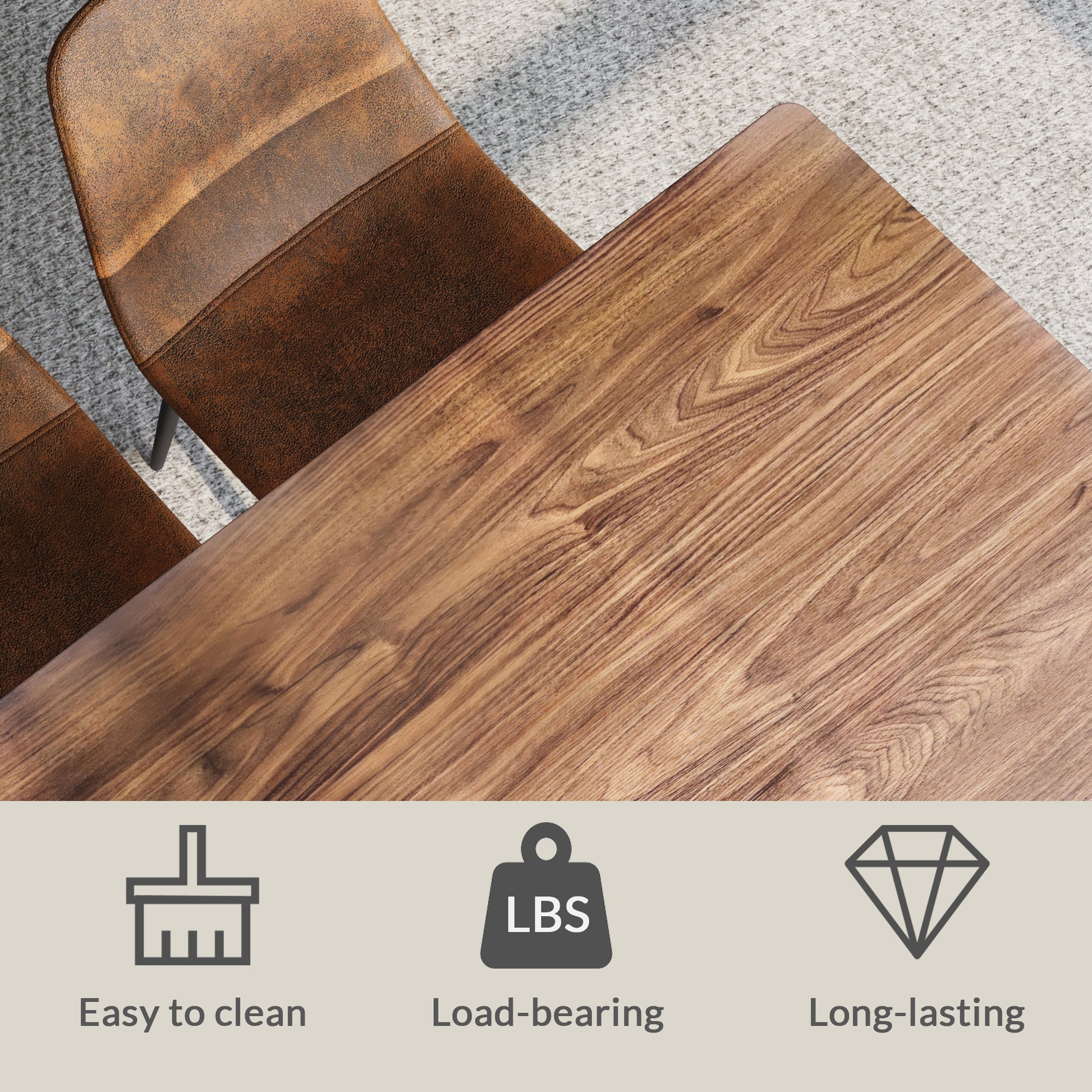 Modern Minimalist Mdf Desktop, Walnut Color Metal Legs, Small Sized Dining Table, Computer Desk, Office Desk, Kitchen Table, For 6 Seat.Suitable For Kitchen, Dining Room, Living Room Walnut Seats 4 Kitchen Round Mdf