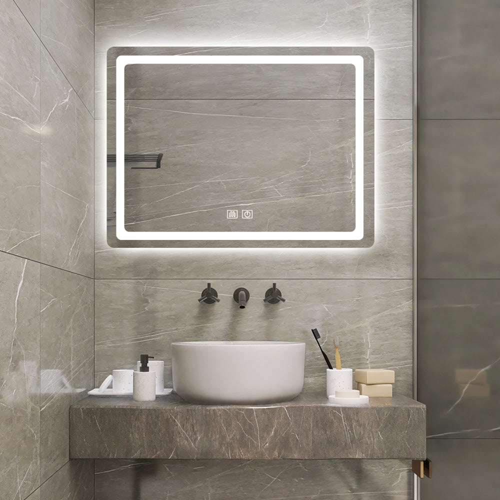 40 In. H Led Single Bathroom Vanity Mirror In Polished Crystal Bathroom Vanity Led Mirror For Bathroom Wall Smart Lighted Vanity Mirrors Transparent Glass